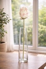 Premium Yapay Protea Çiçek Krem Pembe Uçlu 65 cm Dekoratif Tek Dal Protea Çiçeği