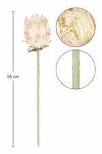 Premium Yapay Protea Çiçek Krem Pembe Uçlu 65 cm Dekoratif Tek Dal Protea Çiçeği