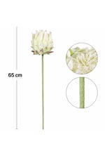Premium Yapay Protea Çiçek Krem Yeşil 65 cm Dekoratif Tek Dal Büyük Protea Çiçeği