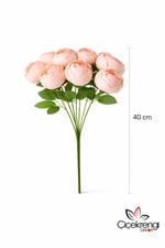 Premium Yapay Şakayık Çiçek Demeti 40 cm – 10 Şakayıktan Oluşan Soft Şeftali Ton Dekoratif Buket