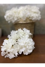Yapay Beyaz Ortanca Çiçeği 7 Dallı – 30 cm Dekoratif Yapay Çiçek