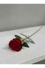 Yapay Kadife Kırmızı Gül (Boy 50cm)