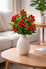 Yapay Kırmızı Kokina Demeti 40 cm – 1 Demet 7 Dal Dekoratif Yapay Çiçek