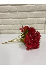 Yapay Kırmızı Ortanca Çiçeği 7 Dallı – 30 cm Dekoratif Yapay Çiçe
