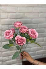 Yapay Koyu Pembe Gül Demeti 7li