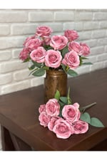 Yapay Koyu Pembe Gül Demeti 7li