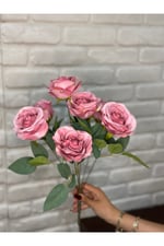Yapay Koyu Pembe Gül Demeti 7li