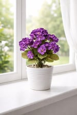 Yapay Mor Sardunya Demeti 40 cm – Gerçek Görünümlü Dekoratif Çiçek