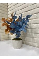 Yapay Pastel Mavi Yaprak Demet 5 Dal – Dekoratif Aranjman Bitkisi 55cm