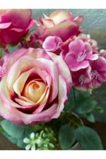 Yapay Pembe Gül & Ortanca Demeti – 40 cm | 5 dal Gül 4 dal Ortancadan Oluşur