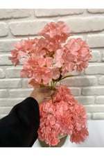 Yapay Pembe Ortanca Çiçeği 7 Dallı – 30 cm Dekoratif Yapay Çiçek