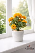 Yapay Sarı Sardunya Demeti 40 cm – Gerçek Görünümlü Dekoratif Çiçek | Ev & Balkon Dekoru