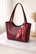 SİYAH Kadın Fularlı Fermuarlı Kapamalı Shopper El Ve Omuz Çantası