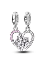 Ayrılabilir Daima Kız Kardeş Kalp Sallantılı Charm