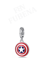 Captain America Shield Sallantılı 925 Ayar Gümüş Charm