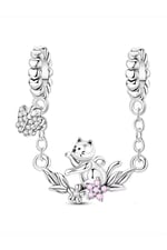 Miniş Kedi ve Kelebeği Zincir Sallantılı Charm
