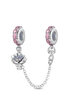 Pembe Kalpli Bir Buket Zincir Sallantılı Charm
