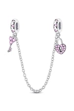 Pembe Taşlı Anahtar ve Kilit Zincir Sallantılı Charm