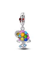 Renkli Buket Sallantılı Gümüş Charm