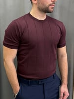 Bordo Slimfit Triko Tişört