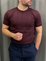 Bordo Slimfit Triko Tişört