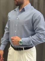 İtalyan Kalıp Regular Fit Çizgi Detaylı Gömlek