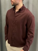 İtalyan Kesim Yarım Oversize Keten Gömlek 