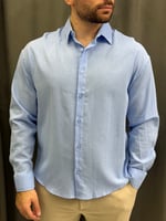 İtalyan Kesim Yarım Oversize Keten Gömlek 