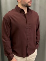 İtalyan Kesim Yarım Oversize Keten Gömlek 