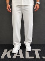 Likralı Baggy Beyaz Kumaş Pantolon