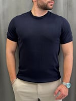 Pamuklu Bisiklet Yaka Triko Tişört