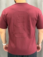 Pamuklu Kabartma Nakışlı. Basic Bordo Tişört