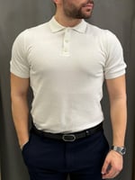 Polo Yaka Pamuklu Beyaz Triko Tişört
