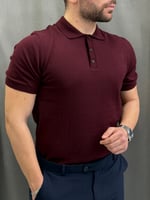 Polo Yaka Pamuklu Bordo Triko Tişört
