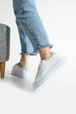 ELSIA Kadın Beyaz Işıltılı Taş Detaylı Kalın Taban Sneaker Spor Ayakkabı