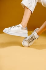ELSIA Kadın Beyaz Işıltılı Taş Detaylı Kalın Taban Sneaker Spor Ayakkabı