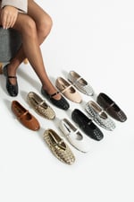 ELVIA Gümüş Kadın Örgü Dokulu Bilekten Bantlı Tokalı Mary Jane Düz Ayakkabı Babet