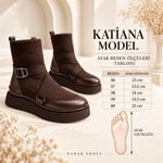 Katiana Kadın Kahve Lastik Detaylı Rahat Kalın Taban Triko Spor Bot