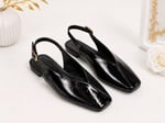 LIVORA Kadın Siyah Kare Burun Tokalı Düz Taban Slingback Casual Babet Ayakkabı