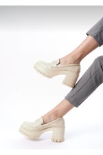 LOFTIA Kadın Bej Chunky Topuklu Loafer
