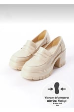 LOFTIA Kadın Bej Chunky Topuklu Loafer