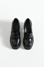 LOFTIA Kadın Siyah Rugan Chunky Topuklu Loafer