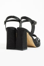 LUMERA Kadın Siyah Taşlı 11cm Platform Topuklu Çapraz Bantlı Abiye Sandalet Ayakkabı