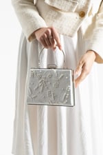 PEARLY Beyaz Ayakkabı Çanta Kombin Platformlu 11cm Topuklu İncili Bantlı Abiye Ayakkabı Çanta Seti
