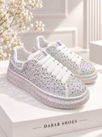 STELLA Kadın Beyaz Taşlı Işıltılı Platform Sneakers Spor Ayakkabı