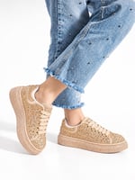 STELLA Kadın Gold Taşlı Işıltılı Platform Sneakers Spor Ayakkabı
