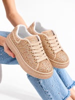 STELLA Kadın Gold Taşlı Işıltılı Platform Sneakers Spor Ayakkabı