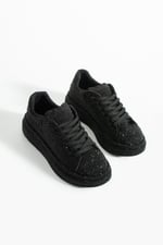 STELLA Kadın Siyah Taşlı Işıltılı Platform Sneakers Spor Ayakkabı