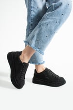 STELLA Kadın Siyah Taşlı Işıltılı Platform Sneakers Spor Ayakkabı