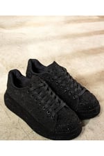 STELLA Kadın Siyah Taşlı Işıltılı Platform Sneakers Spor Ayakkabı